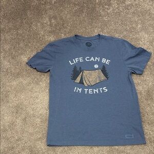 Blue Life is Good T-Shirt with Tent Design sz:small